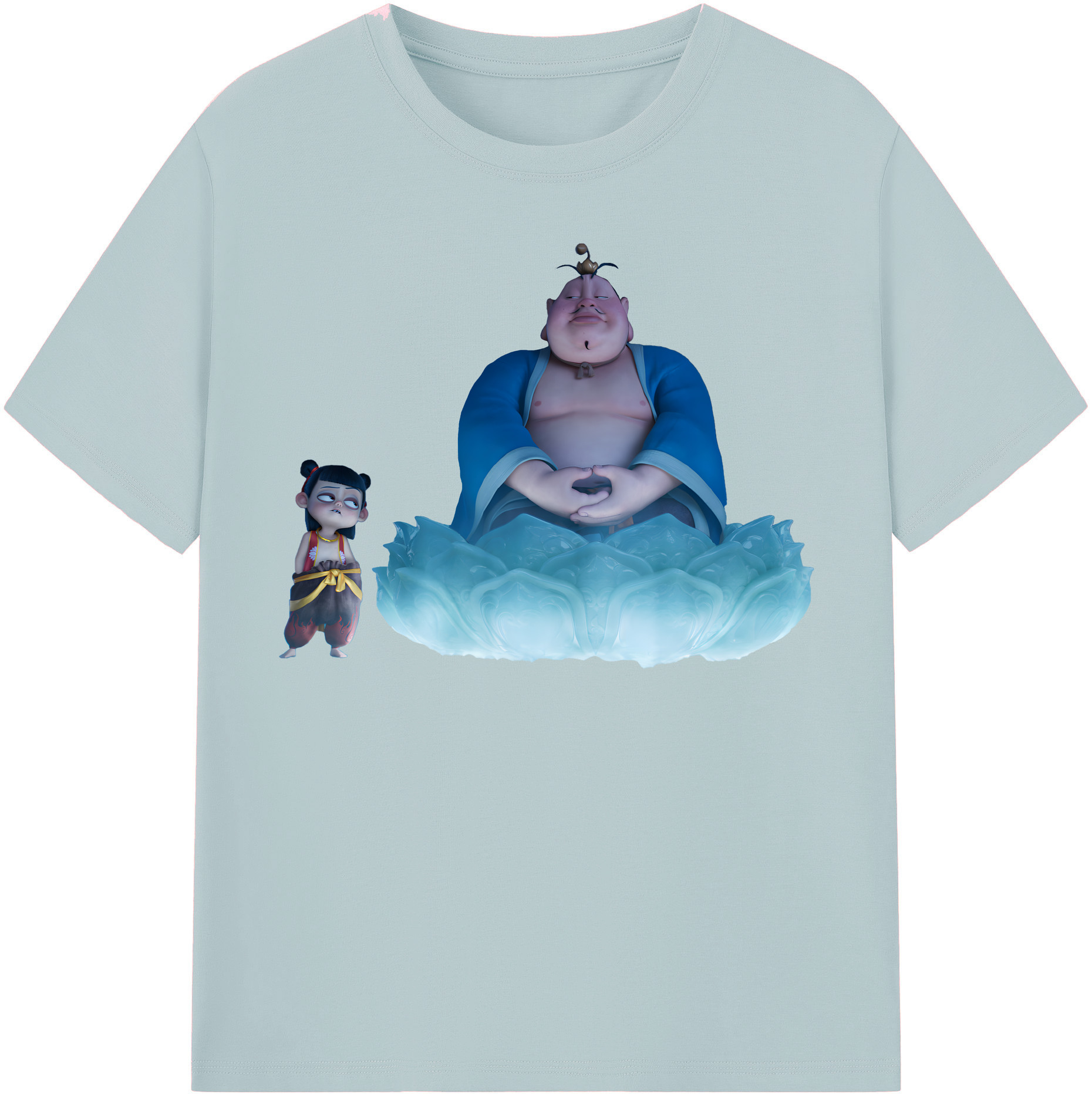 （画像用） Ne Zha 2 ナタ 魔童の大暴れ 綿100％半袖Tシャツ（フロントプリント）